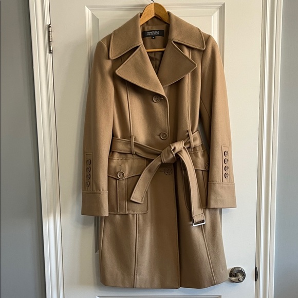 Kenneth Cole Reaction Jackets & Blazers - Kenneth Cole Reaction Camel Trench Coat with Belt wool blend